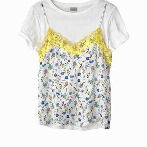 Super cute! MARELLA Sport Floral Camisole with Yellow Lace